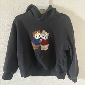 Uniqlo Black Kids Hoodie with Bear Graphic